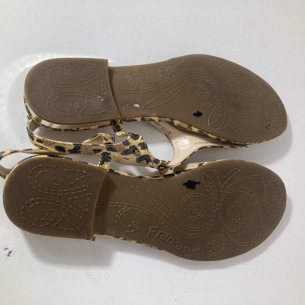 Womens Franco Sarto Emera Leopard Thong Sandal Brown Gold 8.5 - Picture 9 of 10